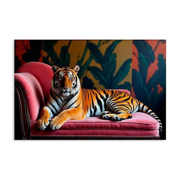 Exotic Tiger Lounging by Lettered and Lined Unframed Nature Graphic Art Print 24 in. x 36 in.
