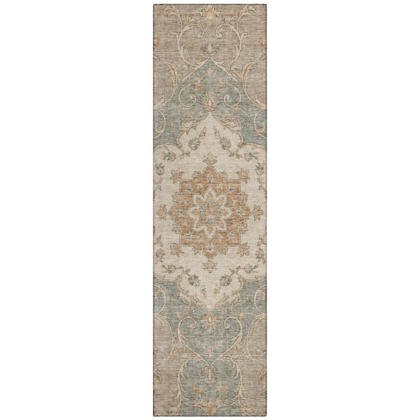 Chantille Machine Washable Indoor/Outdoor Abstract ACN3080 Putty 2 ft. x 7 ft. Runner Rug