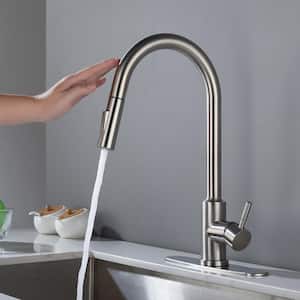 Ballard Touch Single-Handle Pull-Down Sprayer Kitchen Faucet with Dual Function Sprayhead in Brushed Nickel