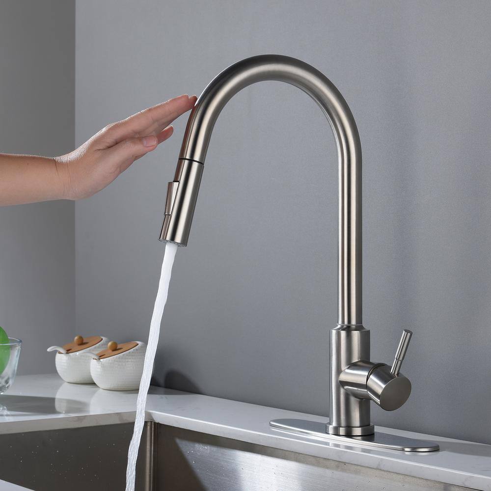 Brushed Nickel Stainless Steel Pull Down Touch Kitchen Faucet