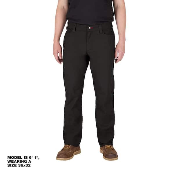 Milwaukee Men's 40 in. x 34 in. Black Cotton/Polyester Work Pants with 7 Pockets