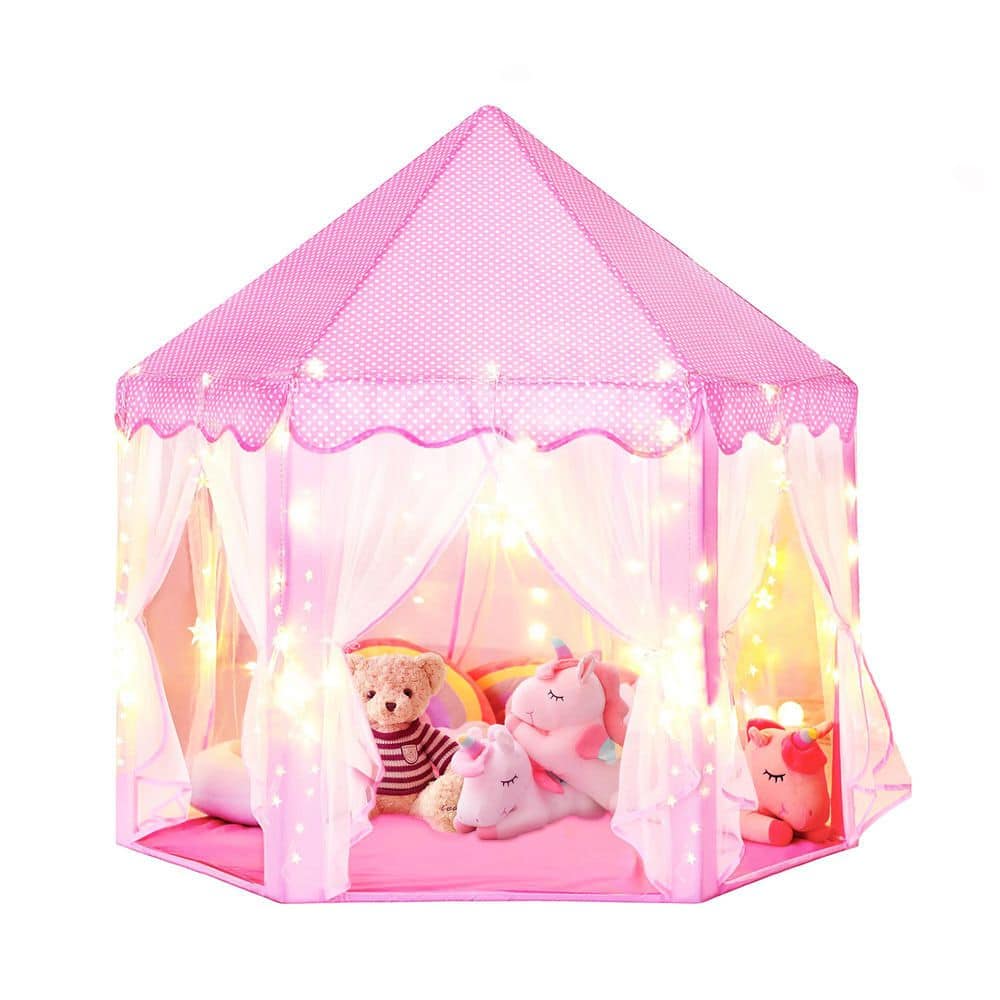 Watnature Kids Play Tent with LED Lights, Princess Castle Tent, Hexagon  Large Playhouse Toys for Children Indoor Outdoor Games Warmtent - The Home  Depot