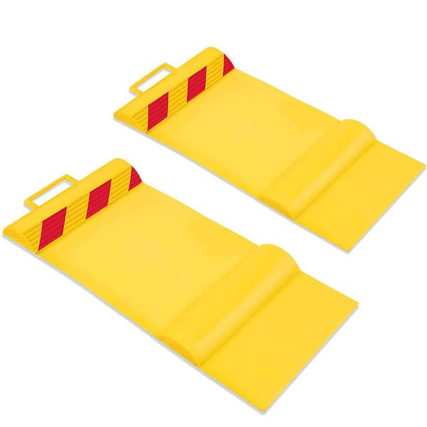 RAXGO Car Parking Mat, Parking Mat Guide for Garage with Anti-Skid Grips and Handles, Yellow - Pack of 2