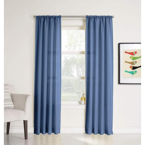 LICHTENBERG Sheer Lapis No. 918 Millennial Ryan Heathered Texture Sheer Curtain Panel, 40 in. W x 63 in. L