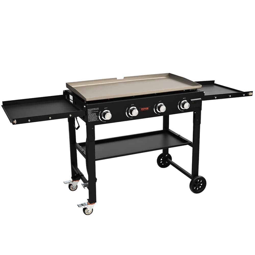 VEVOR 17 x 13 Stainless Steel Flat Top Griddle, Charcoal/Gas Grill with 2  Handles, Drain Hole 