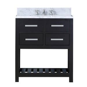 30 in. W x 21.5 in. D Vanity in Espresso with Marble Vanity Top in Carrara White and Chrome Faucet