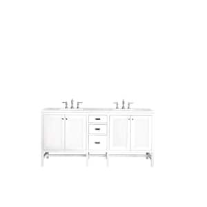 Addison 72 in. W x 23.5 in. D x 35.5 in. H Bathroom Vanity in Glossy White with Carrara White Marble Top