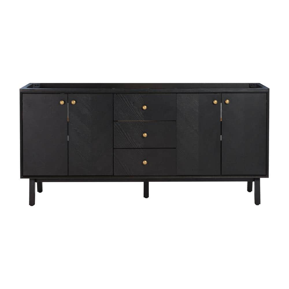 Adele 72-Inch Black Oak Double Freestanding Vanity Cabinet