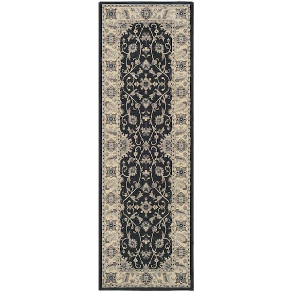 Couristan Everest Rosetta Ebony 3 ft. x 8 ft. Runner Rug