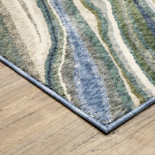 Talon 5 ft. x 8 ft. Green/Blue Abstract Area Rug