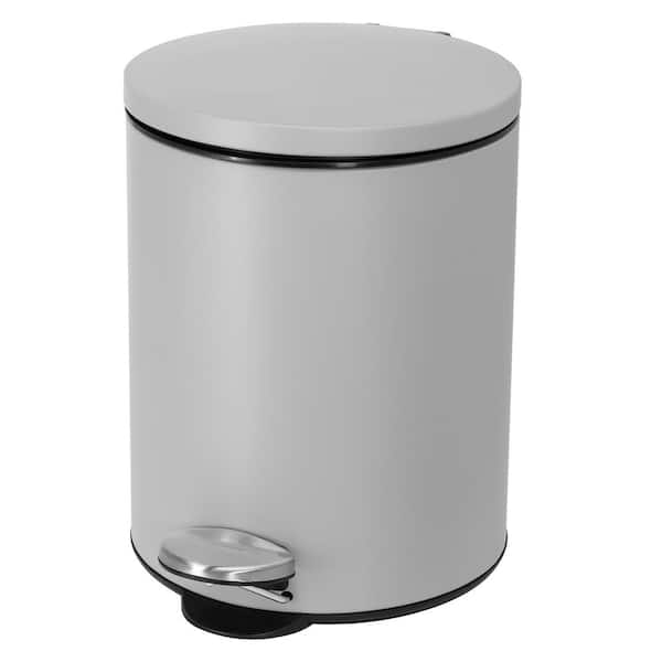 Moorefield Round 5 L/1.3 Gal. Pedal Trash Bin with Soft Close Lid in Matte Gray