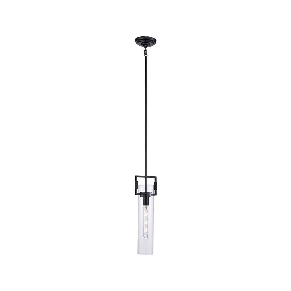 Mie 7" Black Contemporary Mini Pendant with Clear Glass Shade