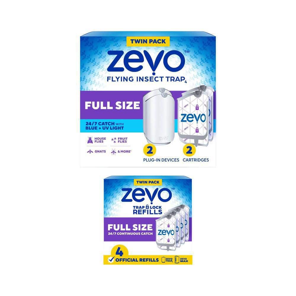 ZEVO Flying Insect Trap 2-Plug In Devices with 2-Refill Cartridges
