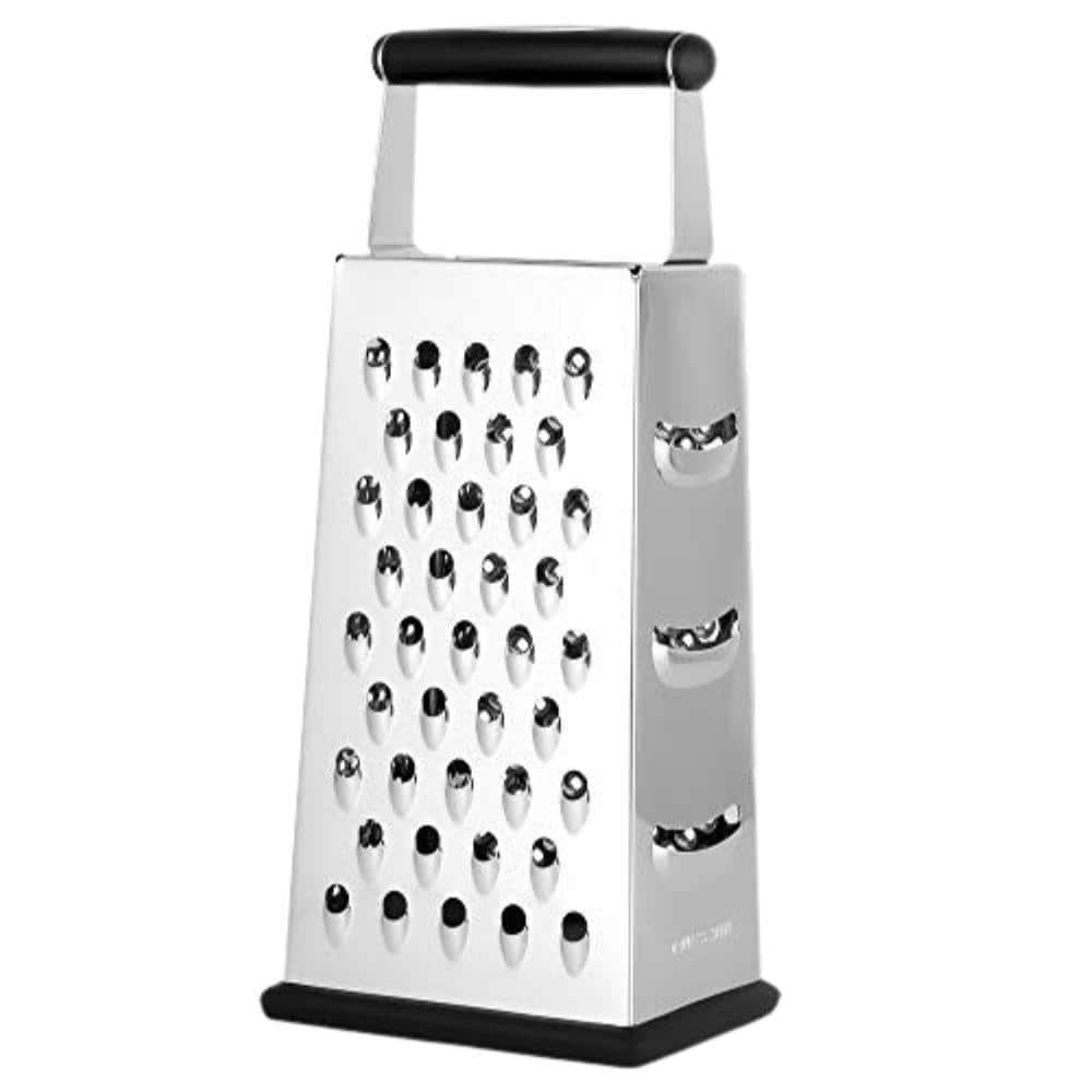 Zulay Kitchen 4 Sided Cheese Grater Stainless Steel Grater Z Bxd Chs Grtr Blk Hndl The Home Depot