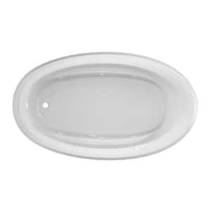 Signature 71 in. x 41 in. Oval Whirlpool Bathtub with Left Drain in White With Heater