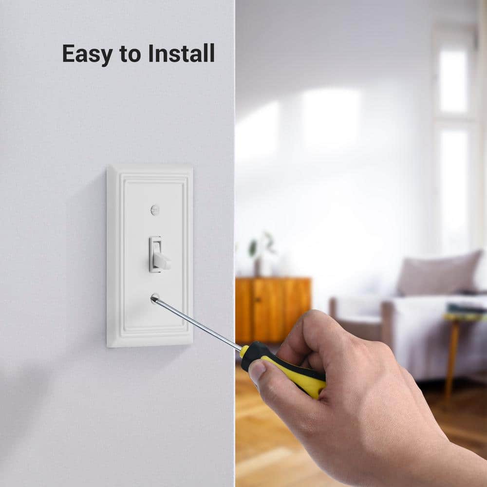 Pure White Decorative Metal 1-Gang Toggle Wall Plates, 4-Pack