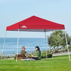 10 ft. W x 10 ft. D Slant Leg Pop-up Canopy Tent Easy 1-Person Setup Instant Outdoor Canopy Folding Shelter in Red