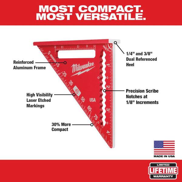 Milwaukee - 7 in. Rafter Square and 4-1/2 in. Trim Square Set with FASTBACK Utility Knife (2-Pack)