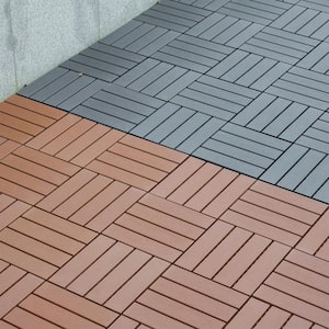Indoor and Outdoor 1 ft. x 1 ft. Plastic Interlocking Deck Tiles in Dark Brown, Garage Floor Tiles (44 per Case)