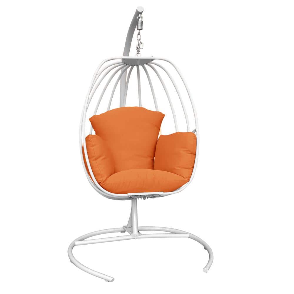 26 in. Seats 1-Person Aluminum Patio Swing Hanging Egg Chair with Stand, Ha