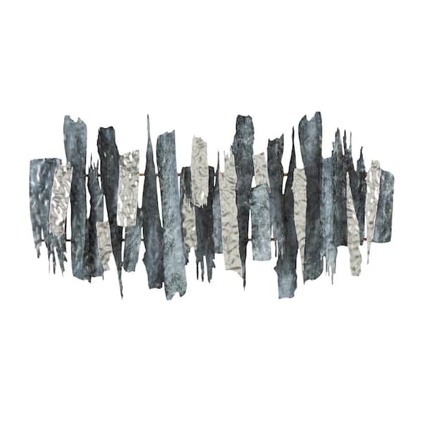 Litton Lane Metal Blue Layered Abstract Wall Decor with Silver Accents