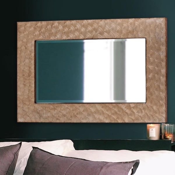 Marley Forrest Large Rectangle Copper Beveled Glass Classic Mirror 48 In H X 32 W 14334 The Home Depot - Copper Wall Mirror Rectangle