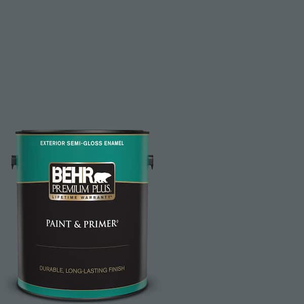 BEHR PREMIUM PLUS 1 gal. Home Decorators Collection #HDC-AC-25 Blue Metal Semi-Gloss Enamel Exterior Paint & Primer