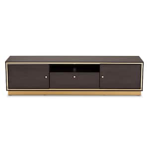 Cormac 63 in. Dark Brown and Gold TV Stand with One Drawer Fits TV's up to 70 in. with Cable Management