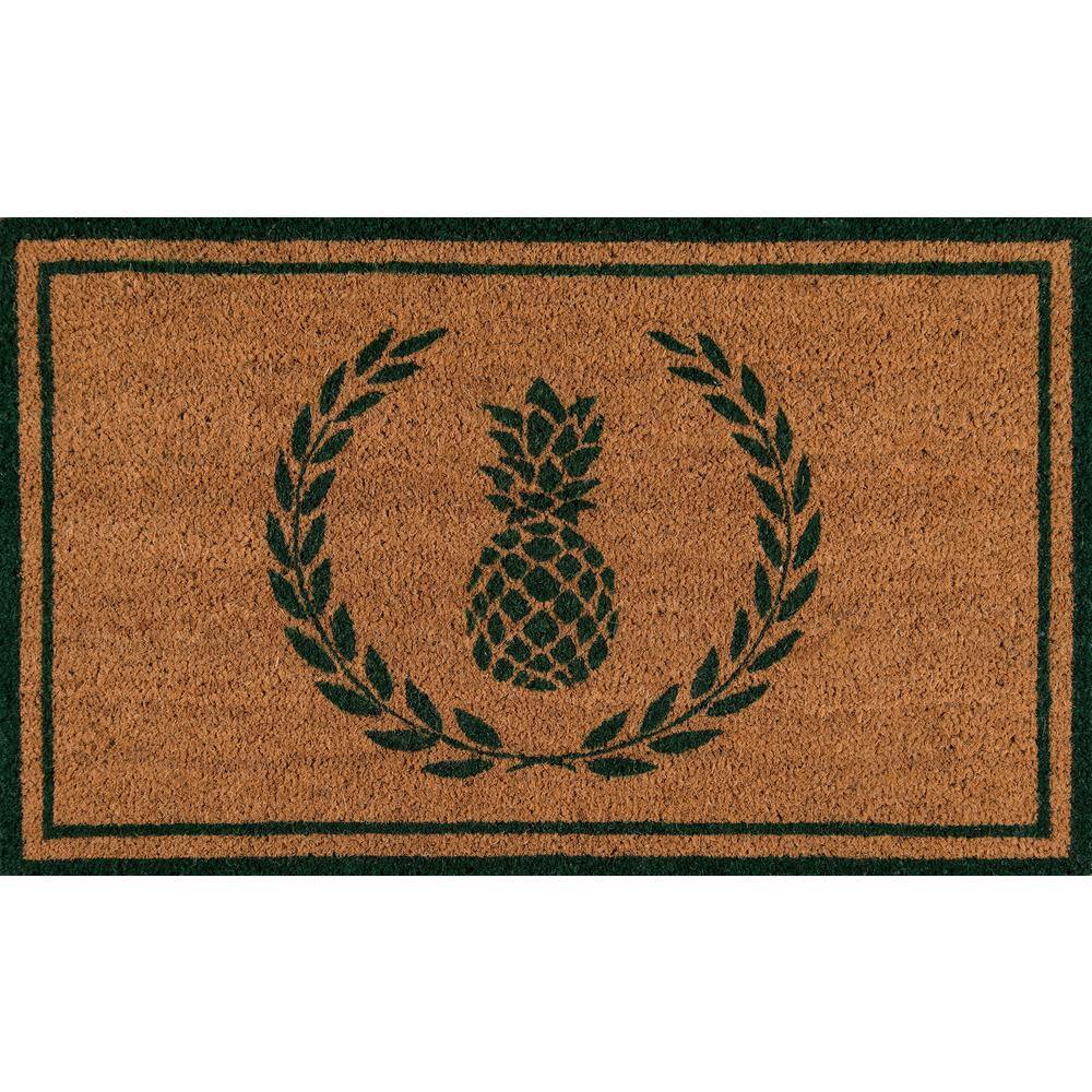 Pineapple Green Hand-Woven Coir Outdoor Doormat 18" x 30"