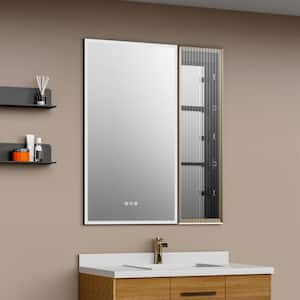 30 in. W x 36 in. H Rectangular Aluminum Recessed LED Medicine Cabinet with Mirror, Quick Defog, USB Port and Socket