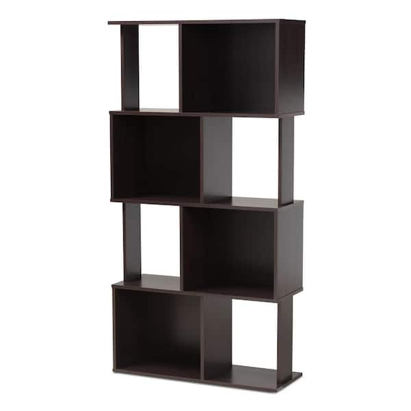 Baxton Studio Riva Dark Brown Geometric Bookshelf
