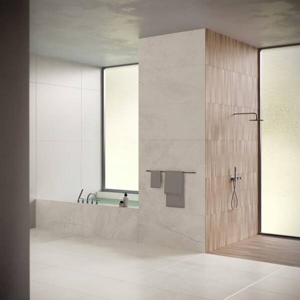 Dorian Marfil Cream 4 in. x 0.41 in. Marble Look Antique Satin Porcelain Floor and Wall Tile Sample