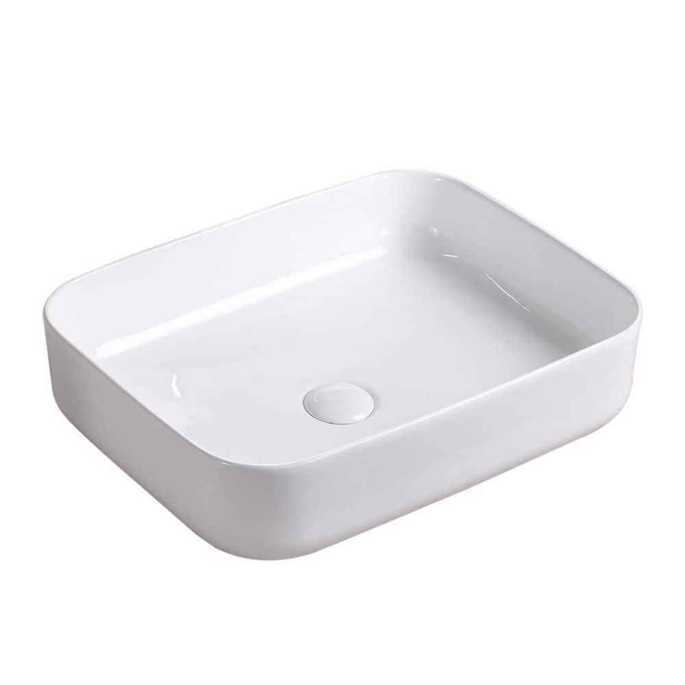 Satico 19.68 in. Ceramic Rectangle Vessel Sink Top Mount Bathroom