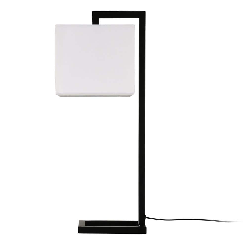 Grayson 26" Voice-Controlled Modern Table Lamp in Blackened Bronze with Linen Shade