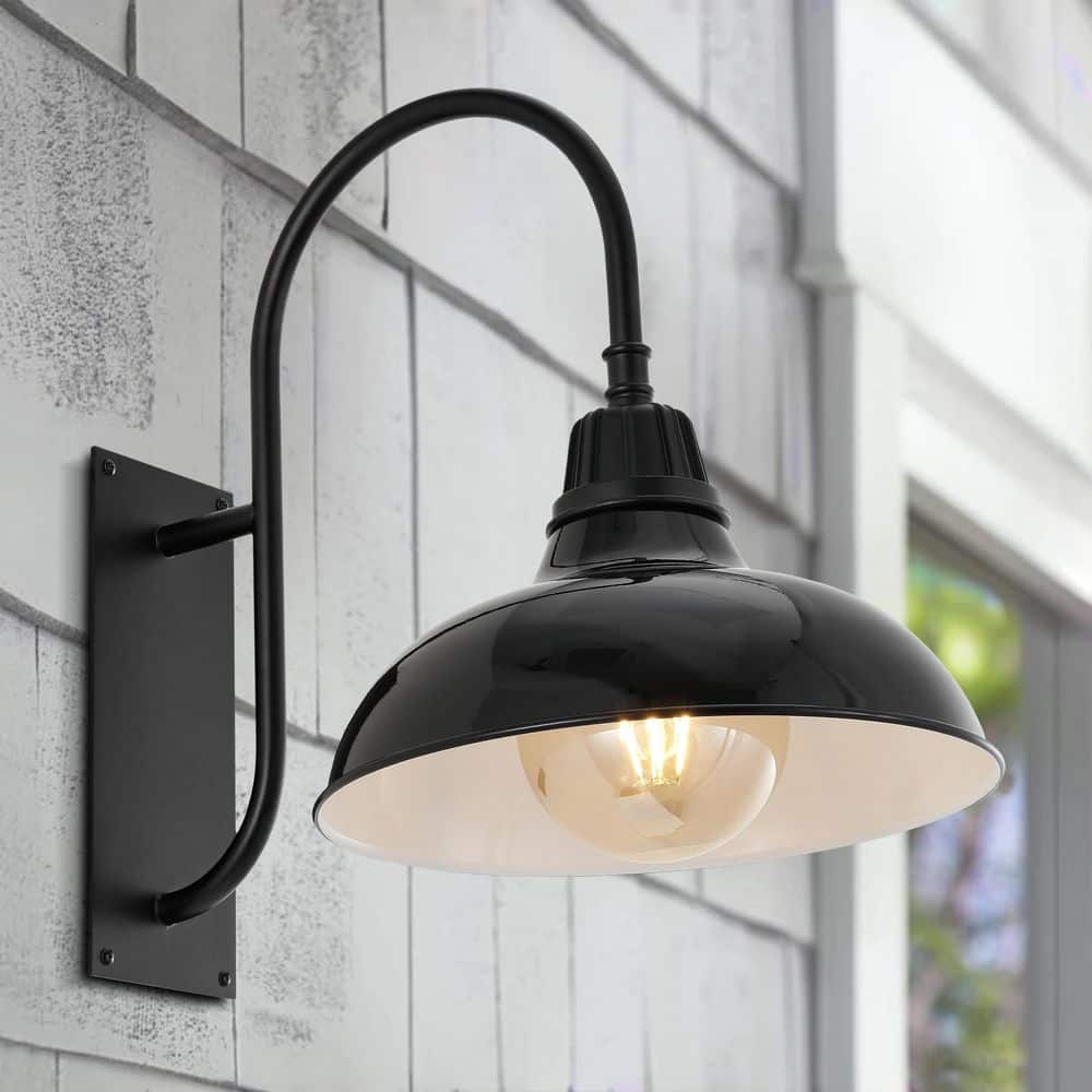 JONATHAN Y Stanley 12.25 in. Black 1-Light Farmhouse Industrial