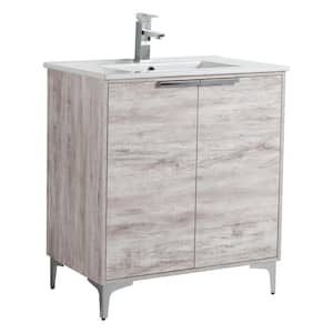 30 in. W x 18.5 in. D x 35.25 in. H Single sink Bath Vanity in White with Chrome and White Ceramic Sink top