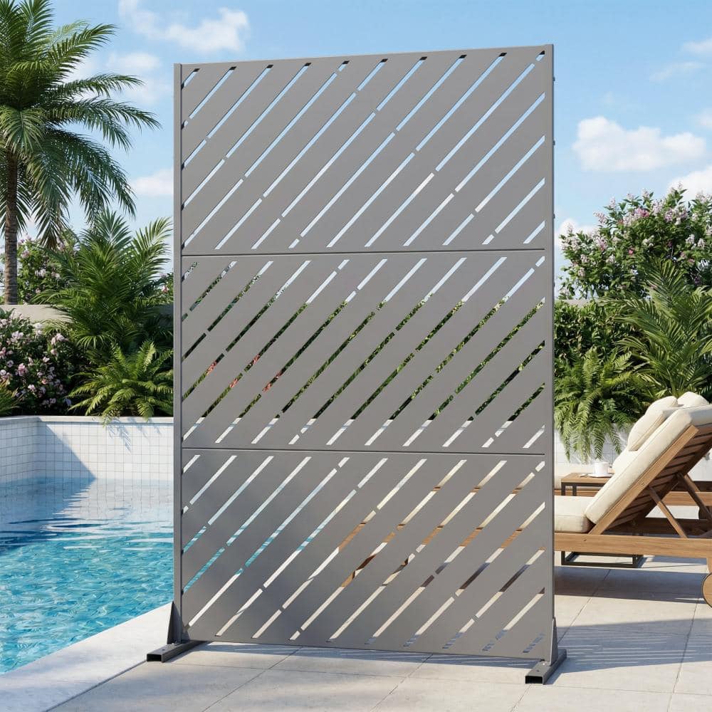 47 in. W x 72 in. H Gray Galvanized Metal Free Standing Angled Cut Patio Divider Screen (1-Pack) price history on PriceWatchPro