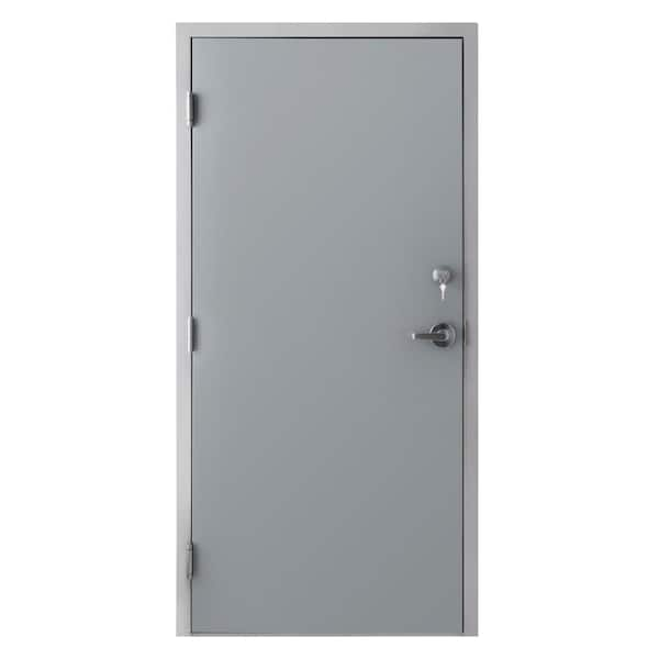 Armor Door 36 In X 84 In Gray Right Hand Flush Steel Commercial Door With Knock Down Frame And