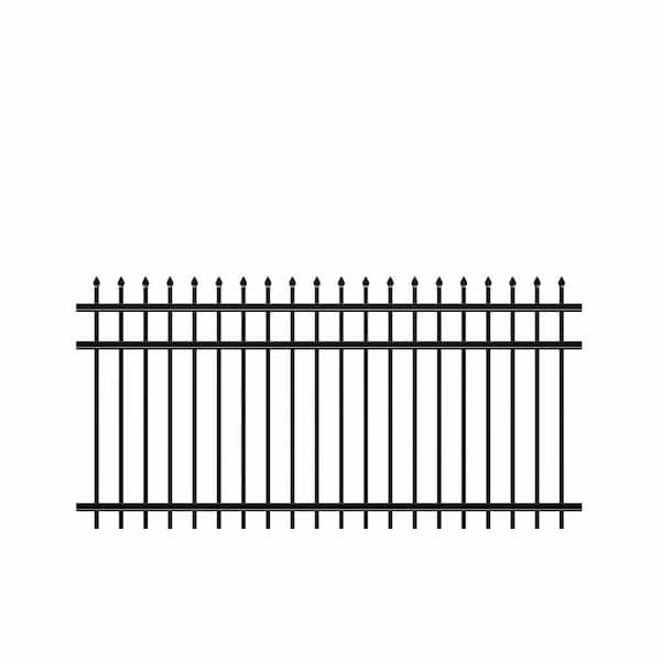 Cascade Heavy-Duty 4 ft. H x 8 ft. W Black Aluminum Pre-Assembled Fence Panel