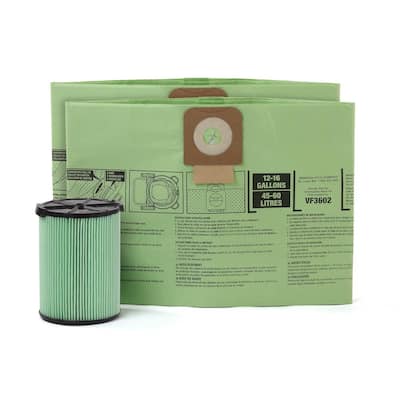 OSHA Compatible Kit with HEPA Level Filtration and Cyclonic Dust Bags for Select 12 -16 Gal. Wet/Dry Shop Vacuums