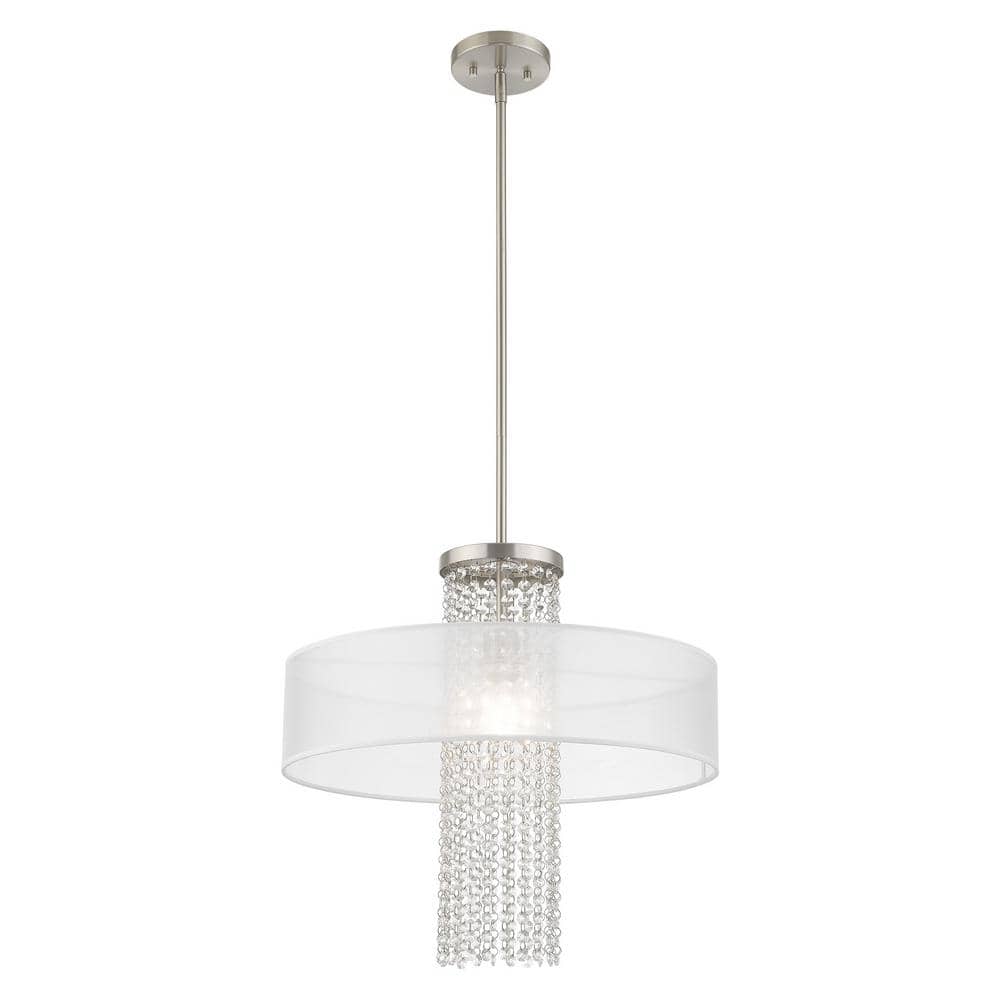 Bella Vista Brushed Nickel 1-Light Crystal Pendant Chandelier