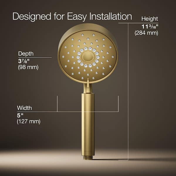 KOHLER Purist 3-Spray Wall Mount Handheld Shower Head 2.5 GPM in