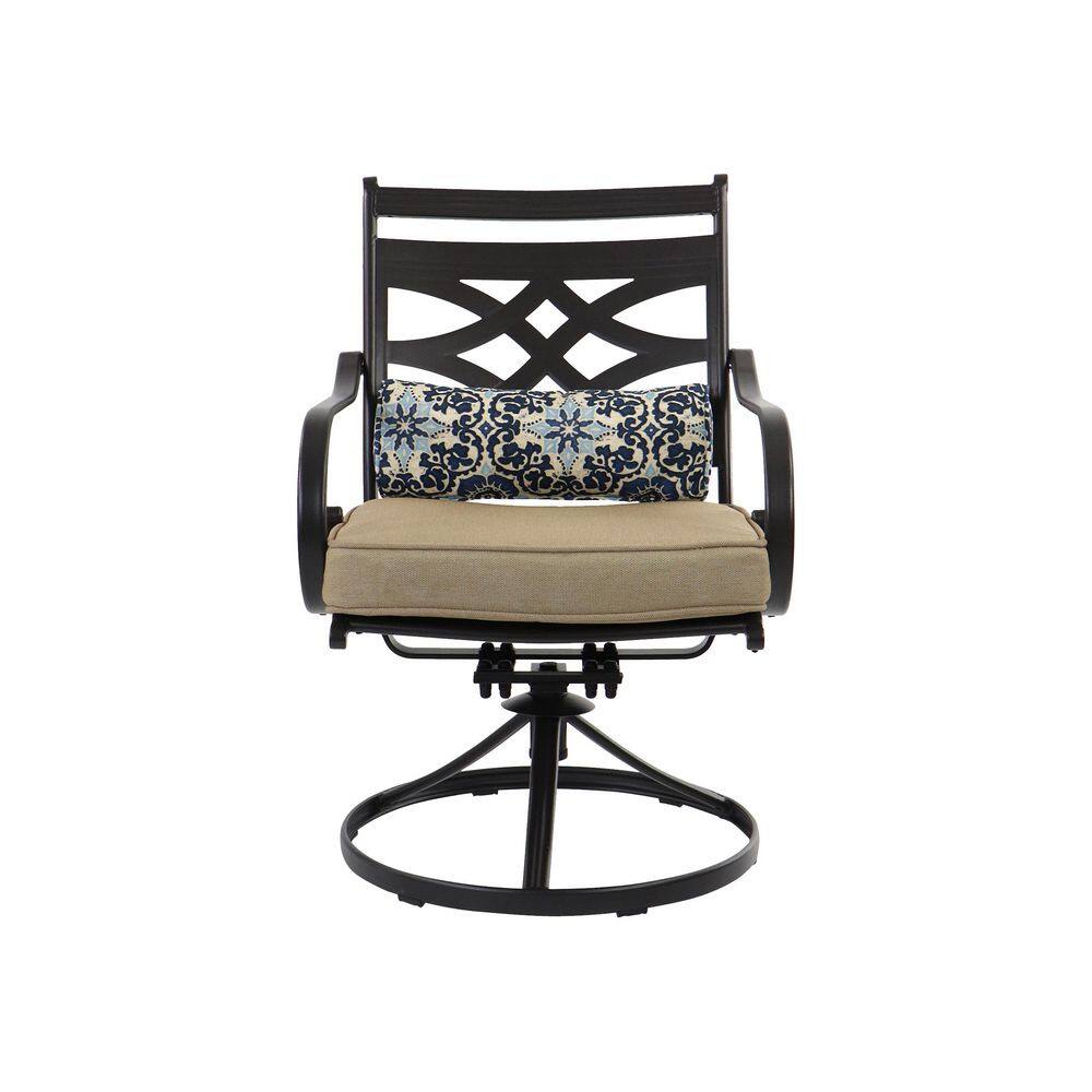 Montclair 7-Piece Tan Cushioned Steel Outdoor Dining Set with Umbrella
