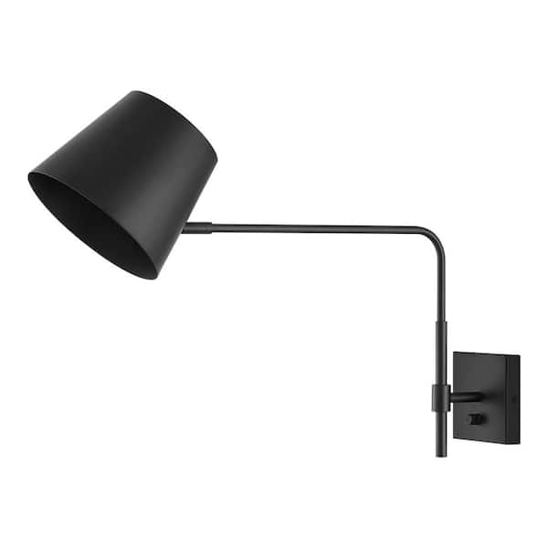 Gallers 7.875 in. 1-Light Matte Black Wall Sconce