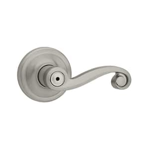 Lido Satin Nickel Privacy Bed/Bath Door Handle Featuring Microban Antimicrobial Technology with Lock