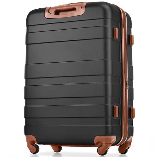 LONG VACATION Luggage Set 4 Piece Luggage Set ABS hardshell TSA Lock  Spinner Wheels Luggage Carry on Suitcase (BLACK-BROWN, 6 piece set)