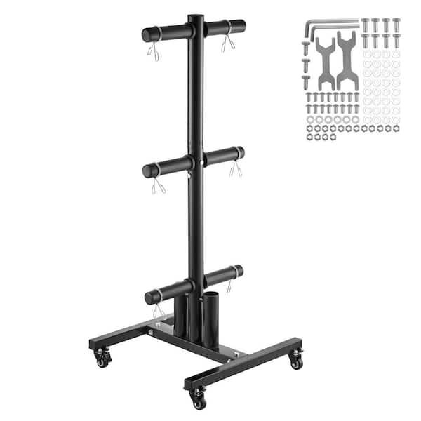 Weight Plate Rack, Vertical Weight Plate Tree for 2 in. Weight Plates, Standard Weight Plate Tree with Wheels