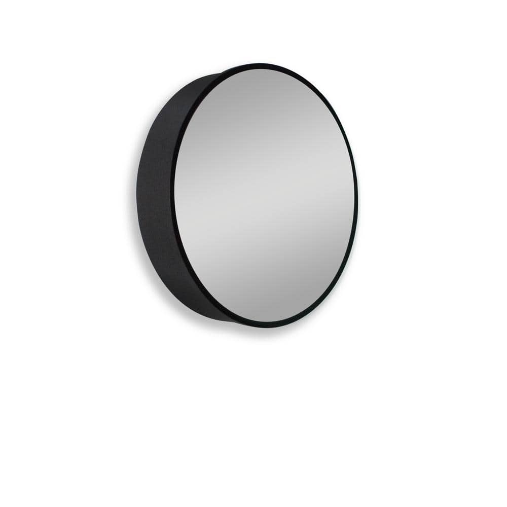 30 in. W x 30 in. H Round Black Metal Framed Wall Mount Bathroom Medicine C