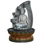 11 in. Resin Buddha Fountain Indoor Tabletop Decorative Waterfall Kit with Submersible Pump for Office and Home Decor