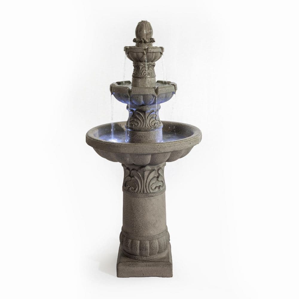 52''H Outdoor Garden Fountains & Waterfalls, Large Floor-Standing Resin Cascading Bubbler Fountain with Pump price history on PriceWatchPro